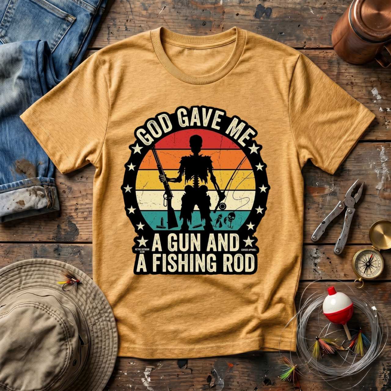 Gun And Fishing Rod T-Shirt