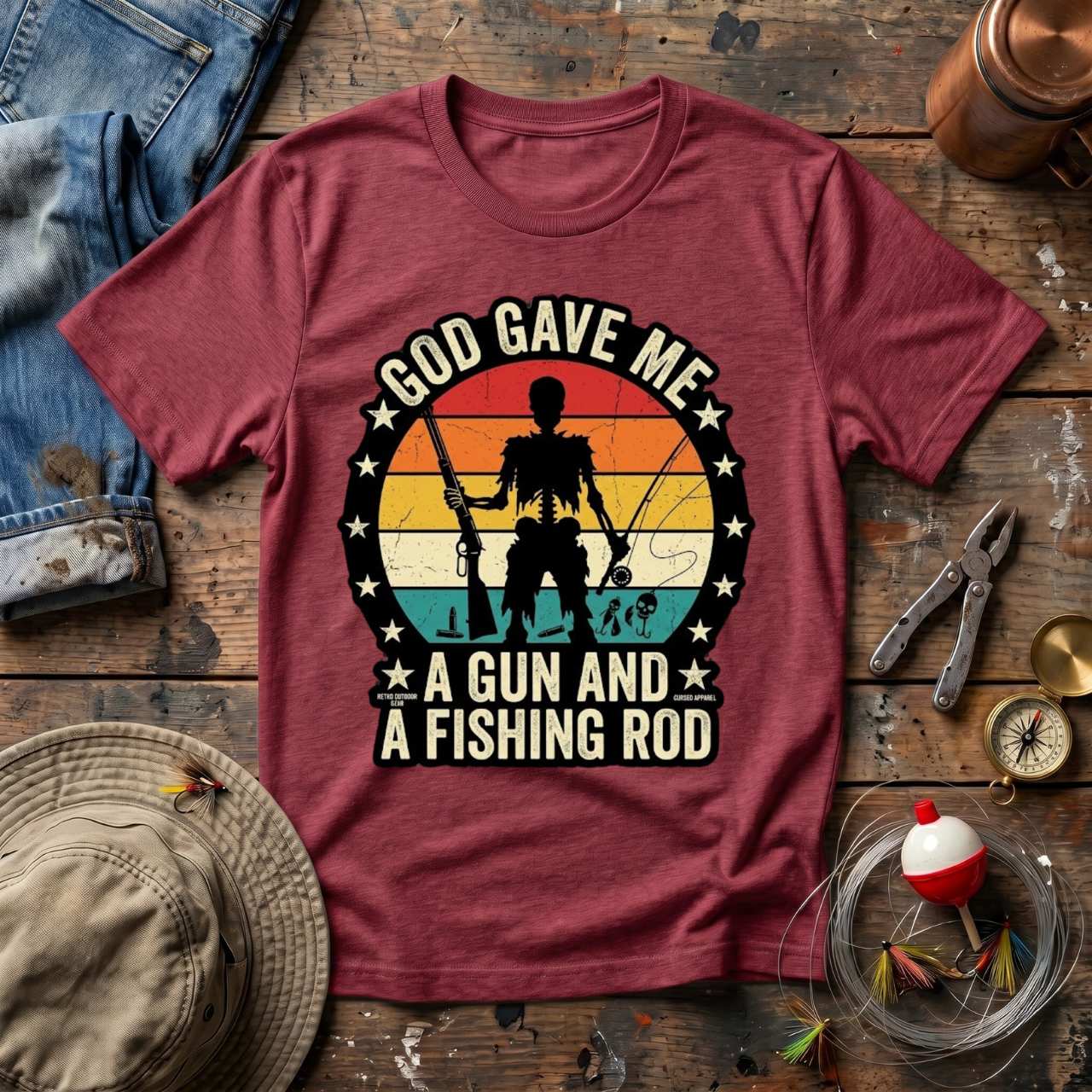 Gun And Fishing Rod T-Shirt