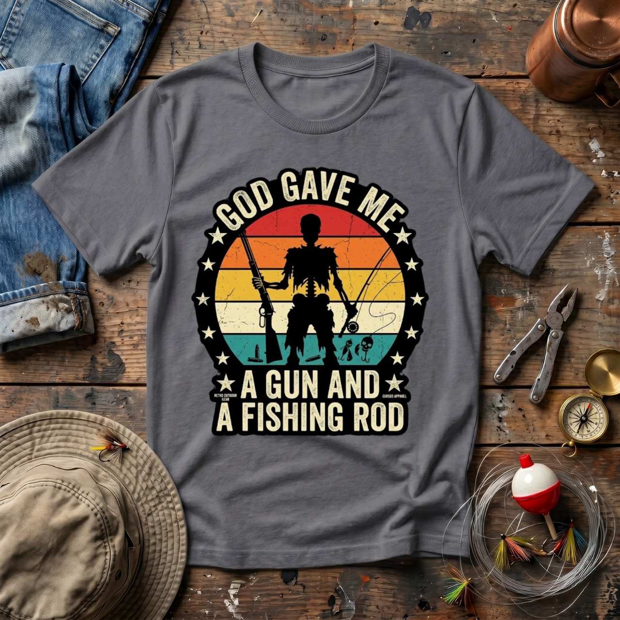 Gun And Fishing Rod T-Shirt