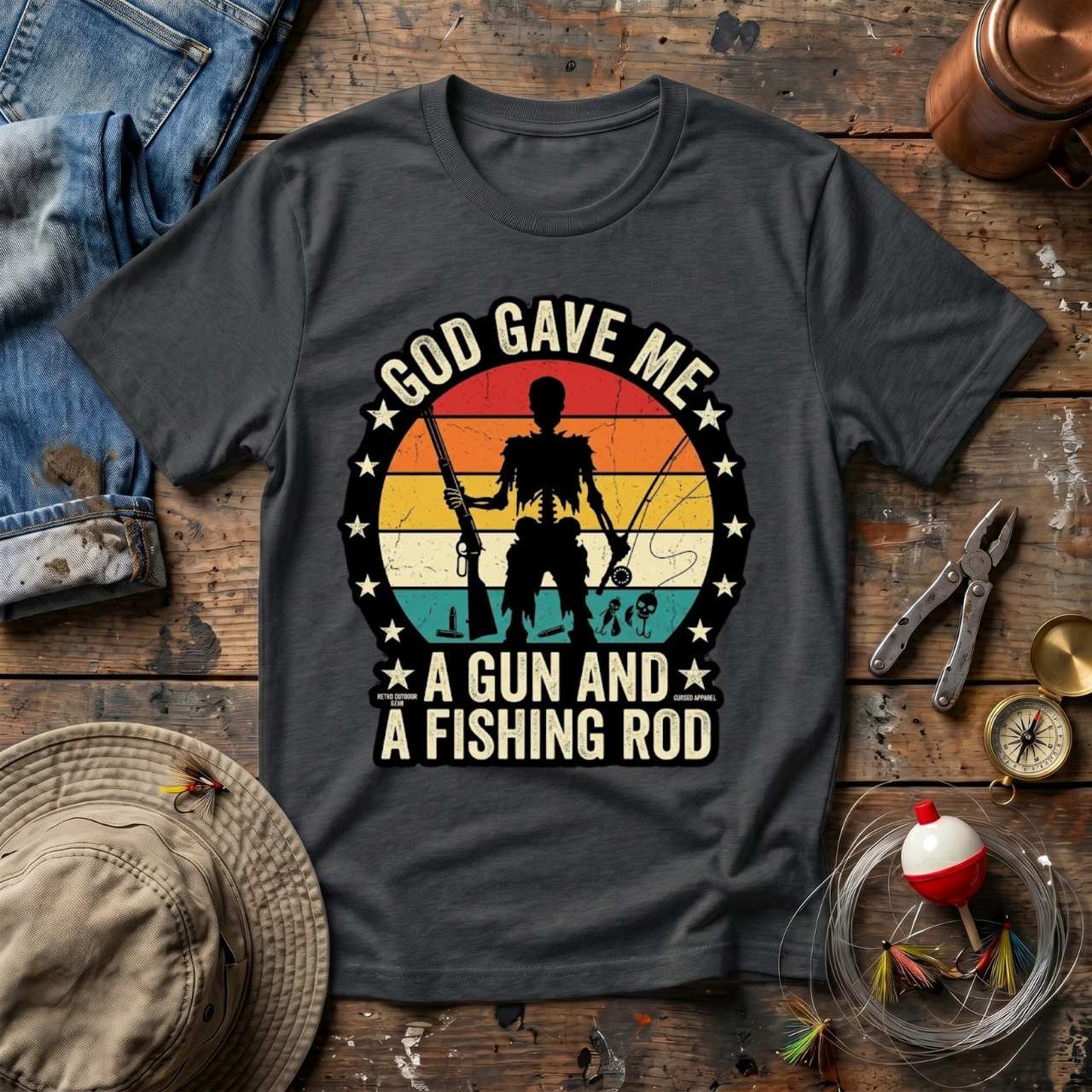 Gun And Fishing Rod T-Shirt