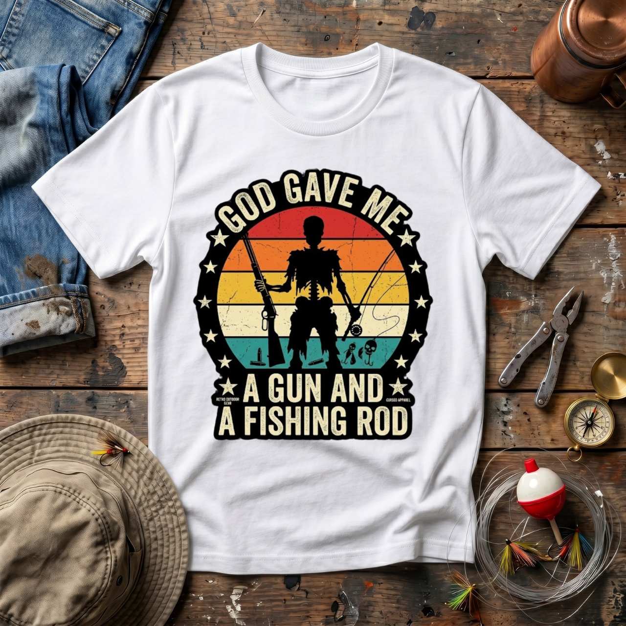 Gun And Fishing Rod T-Shirt