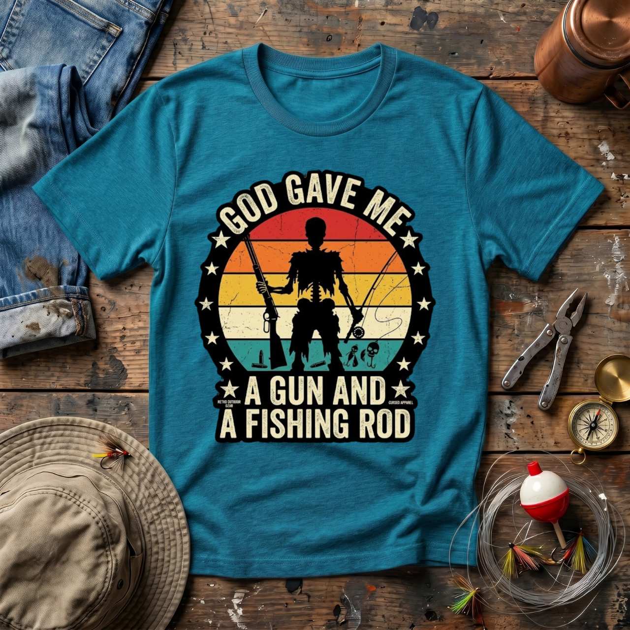 Gun And Fishing Rod T-Shirt