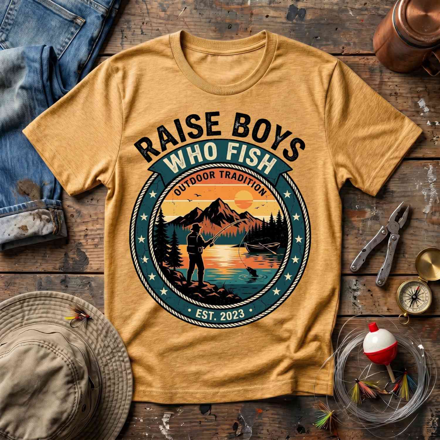 Raise Boys Who Fish T-Shirt